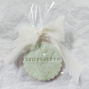 Ciastko okrągłe “Dziękujemy”, ze wzorkiem, w woreczku ze wstążeczką